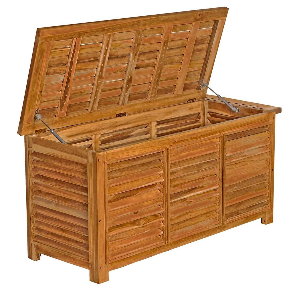 Montert Oppbevaringsboks ute Ventara teak 128x52 cm på terrasse
