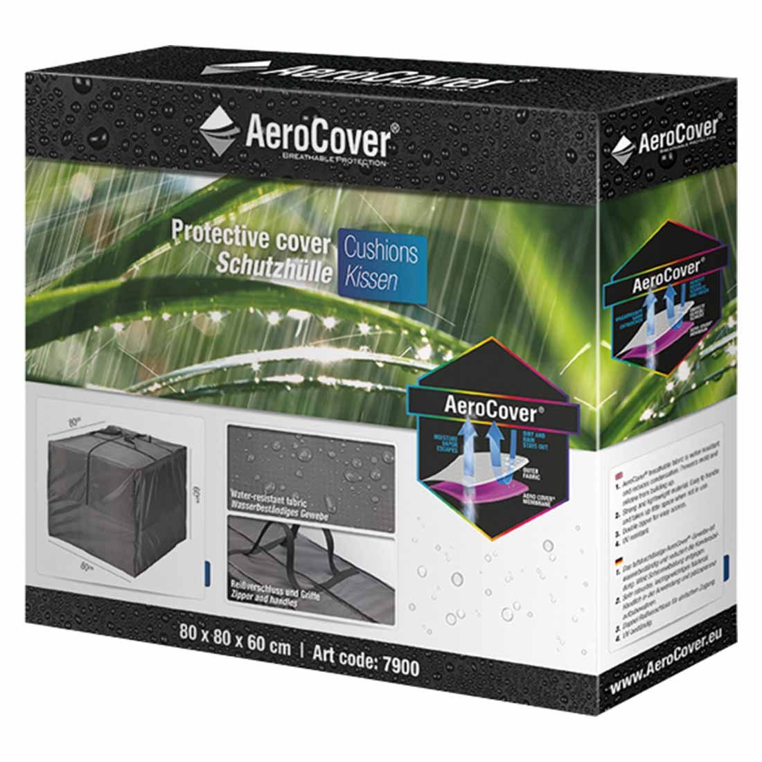 Oppbevaringsveske for puter ute 80x80x60 cm - AeroCover med bærehåndtak