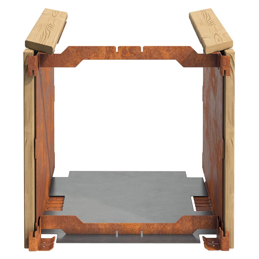 Opphøyd bed forlengelsessett stål/gran 50x53,5 cm - DJES komplett sett