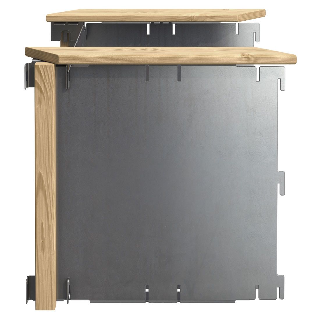 Opphøyd bed forlengelsessett stål/gran 50x53,5 cm - DJES bakside