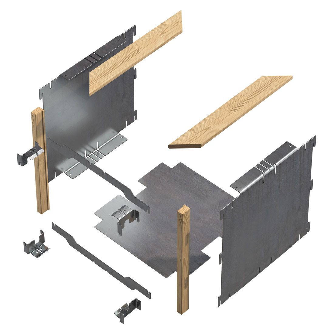Opphøyd bed forlengelsessett stål/gran 50x53,5 cm - DJES detalj av materiale