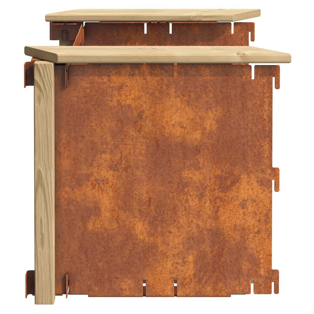 Opphøyd bed forlengelsessett stål/gran 50x53,5 cm - DJES visning av hjørnedetalj