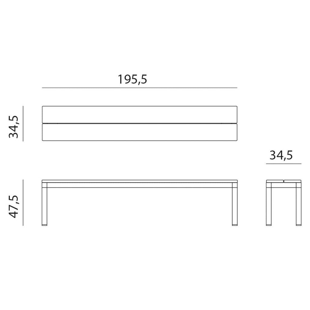 Oversikt over spisesett ute Rio 6 plasser aluminium 210/280x100 cm på hage