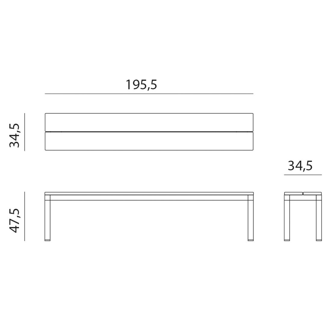 Oversikt over spisesett ute Rio 6 plasser aluminium 210/280x100 cm på hage
