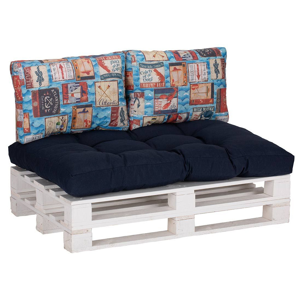 Pallputer 3-delers sett bomull/polyester marineblå - beo for komfortabel utesitting