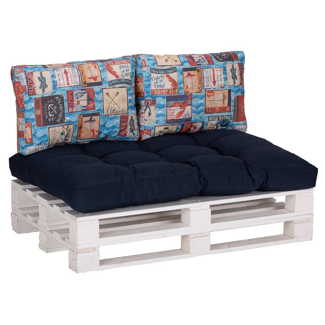 Pallputer 3-delers sett bomull/polyester marineblå - beo for komfortabel utesitting