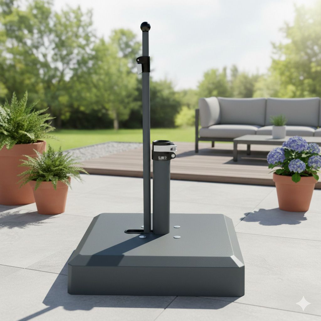 Parasollfot Alu-Vario med hjul 85 kg antrasitt bakside