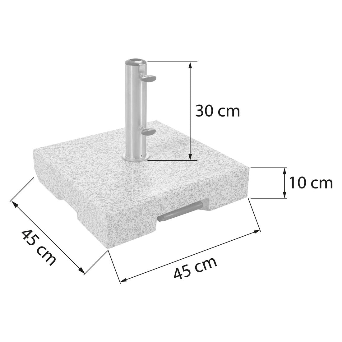 Parasollfot Dynamic granitt 50 kg med hjul bakside