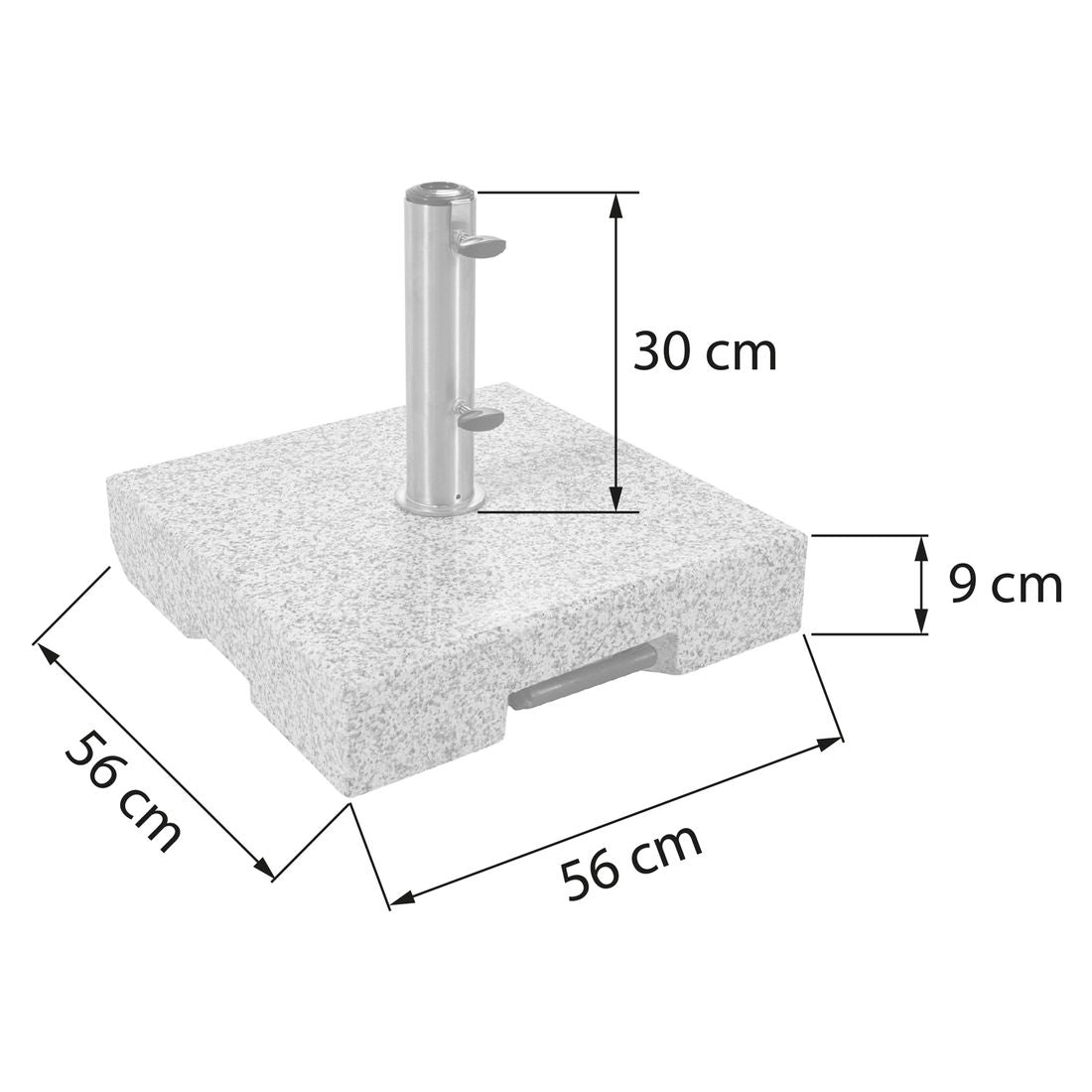 Parasollfot Dynamic granitt med hjul 70 kg - OUTLIV bakside