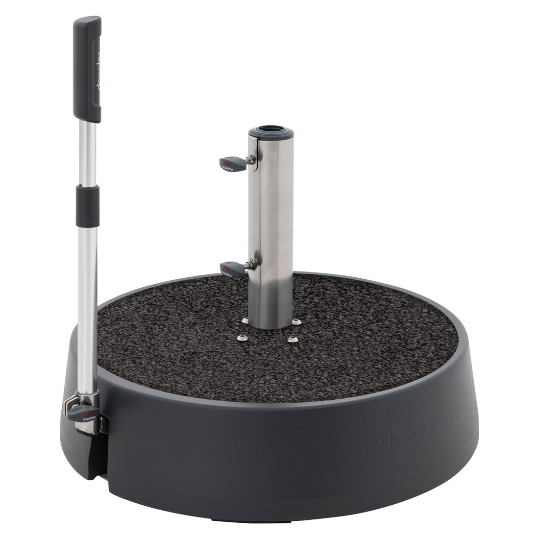Parasollfot Easy Move Switch med hjul 50 kg antrasitt forfra