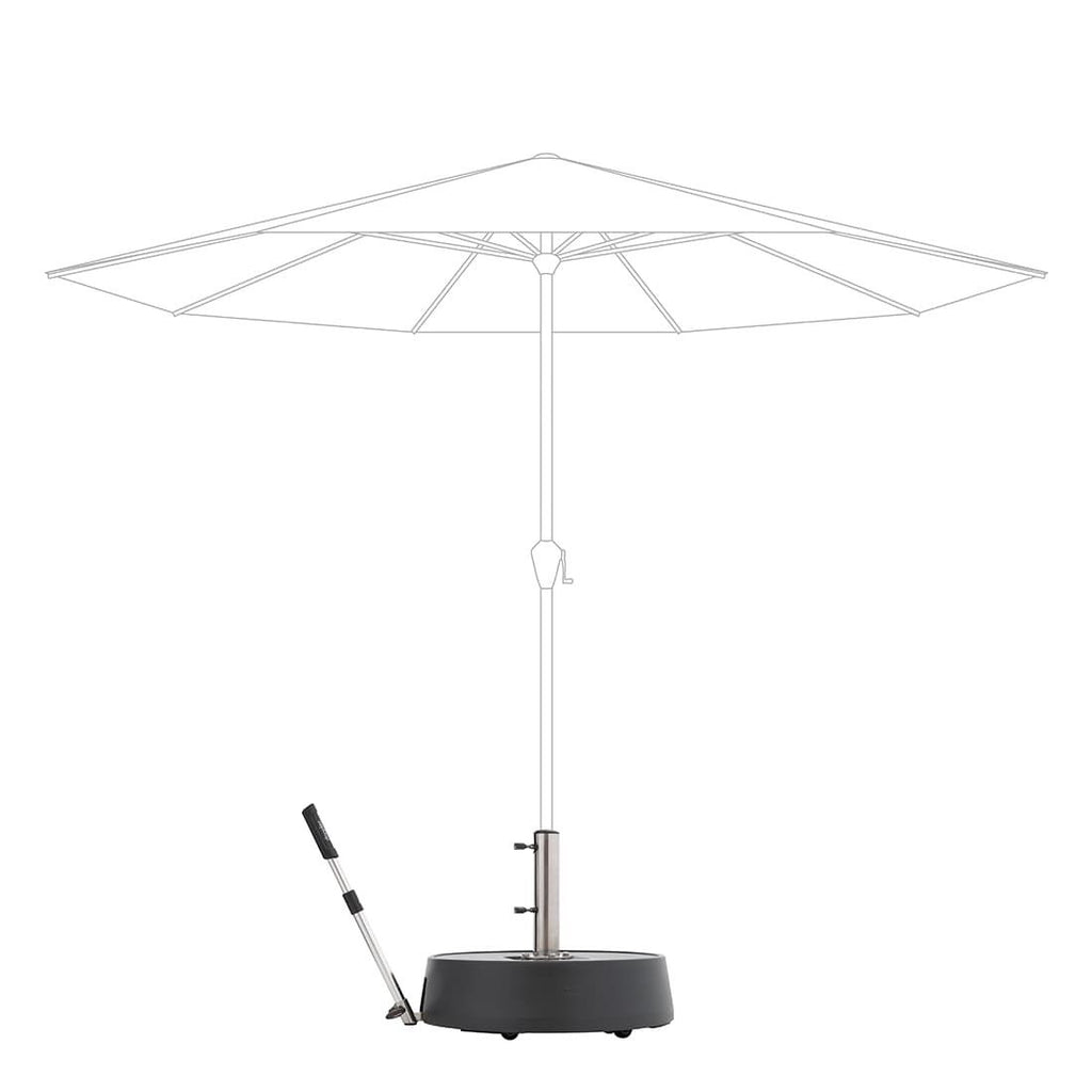 Parasollfot Easy Move Switch med hjul 50 kg Doppler detalj av teleskopstang