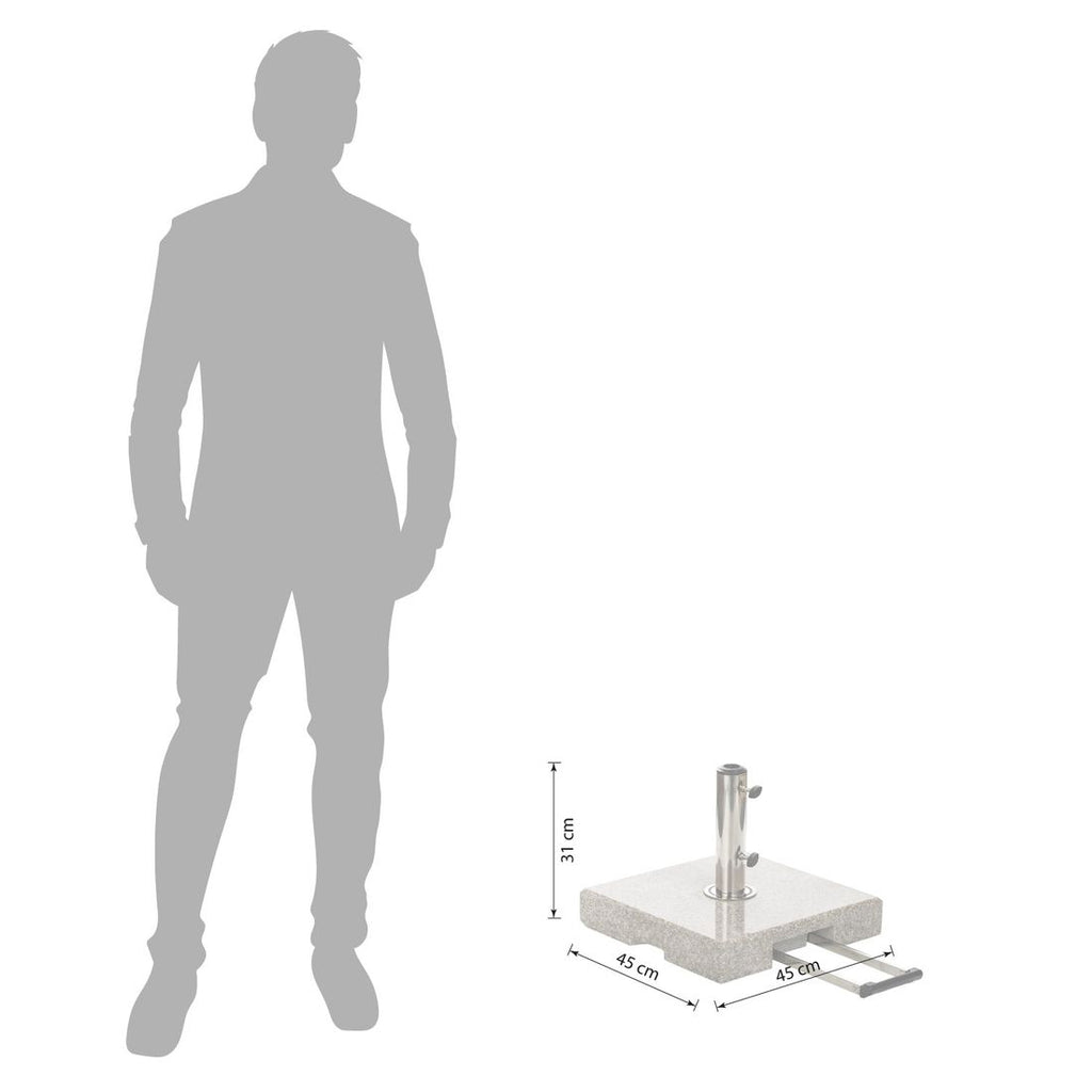 Parasollfot Easy Stand 45x45 cm med hjul grå bakside