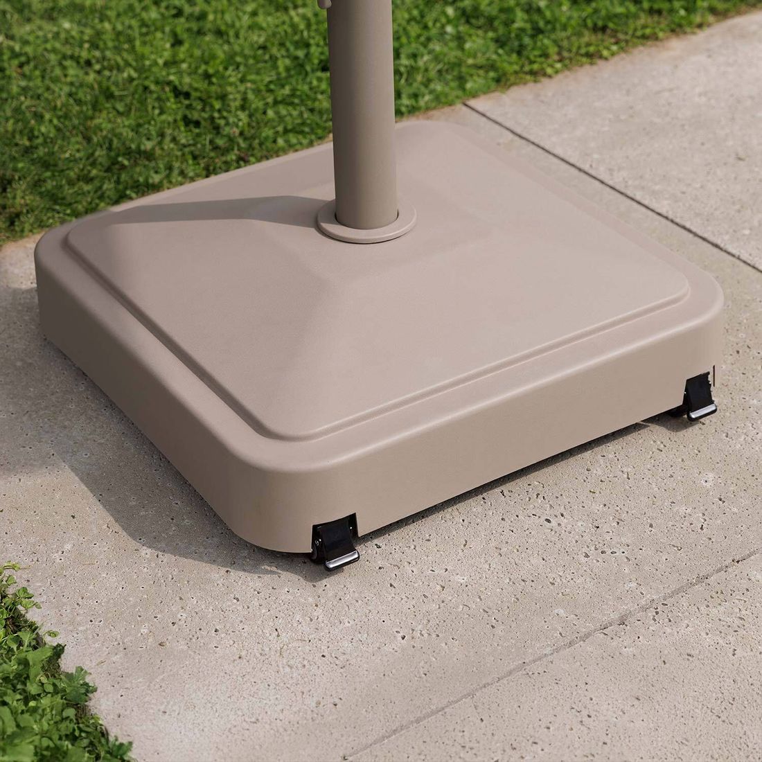 Parasollfot Easy Stand 59x59 cm med hjul taupe bakside