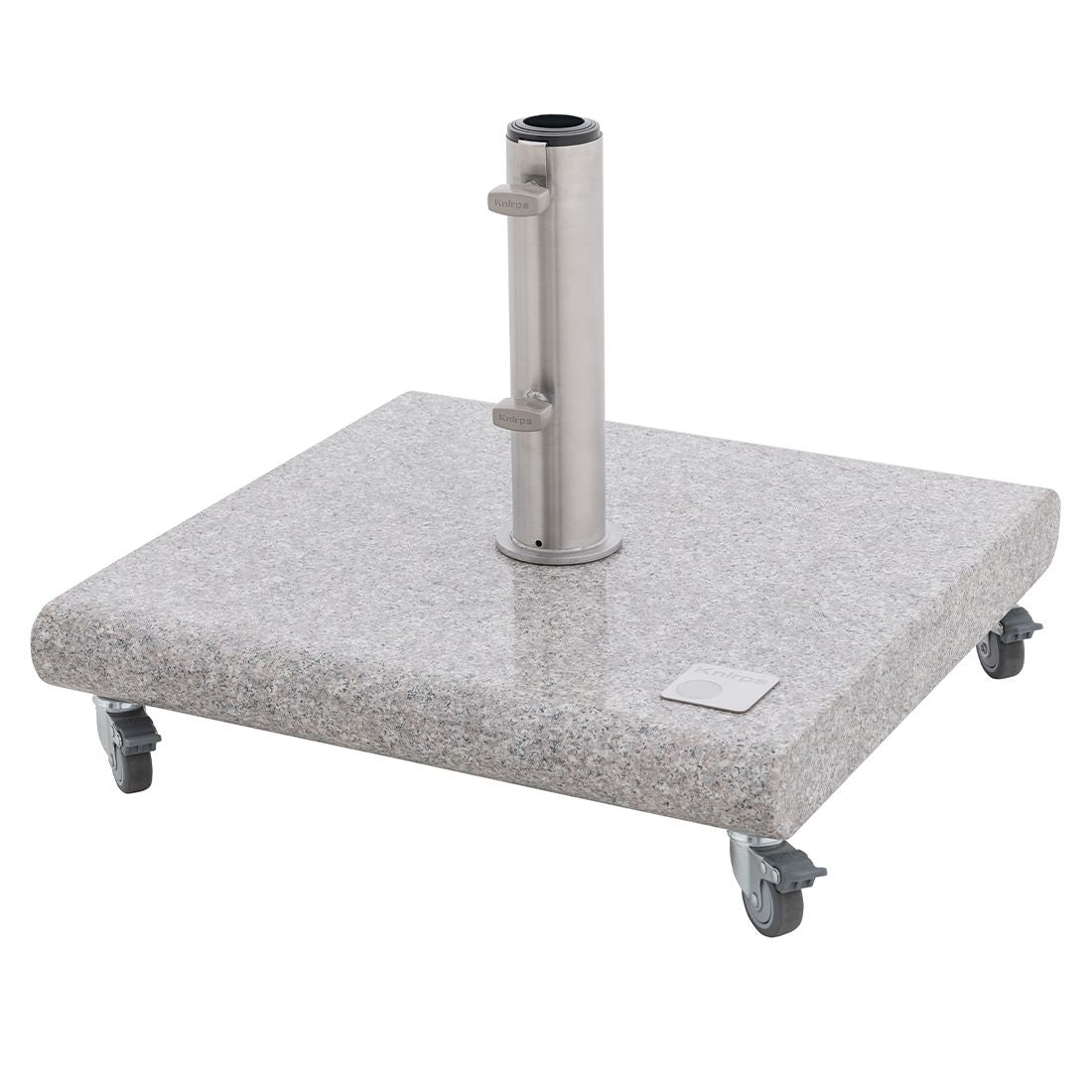 Parasollfot granitt 50 kg med hjul 55x54 cm forfra