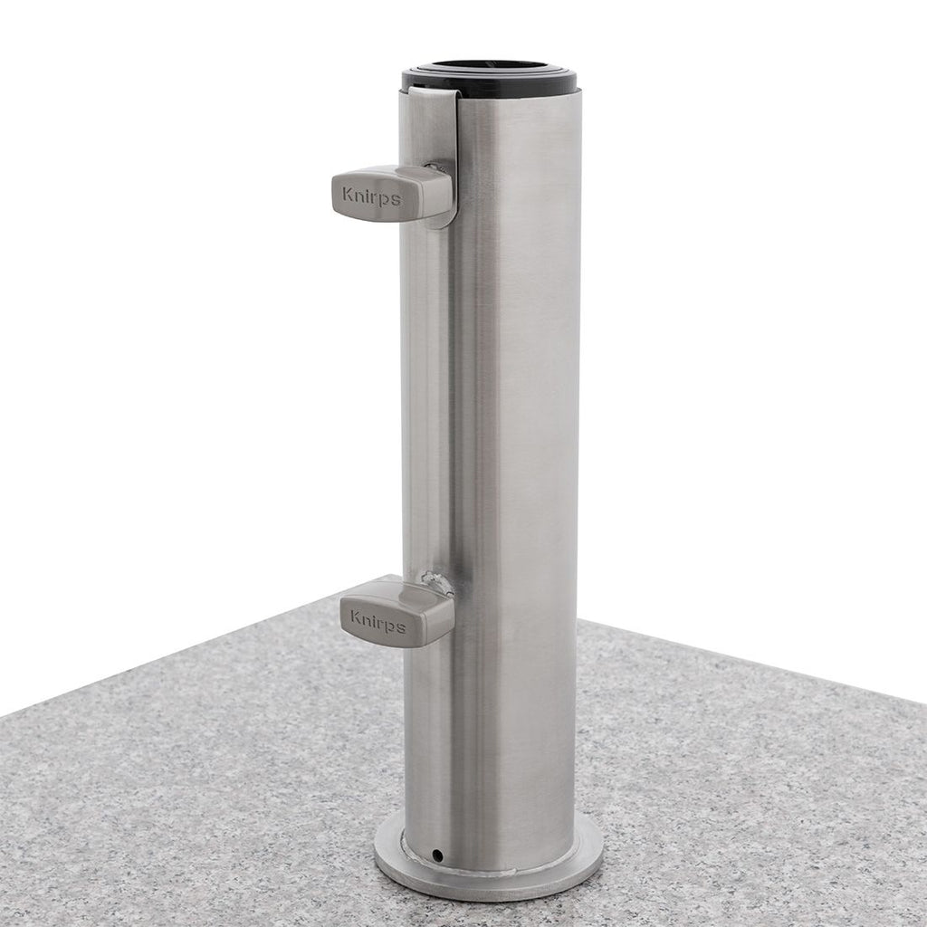Parasollfot granitt 50 kg med hjul 55x54 cm montert med parasoll