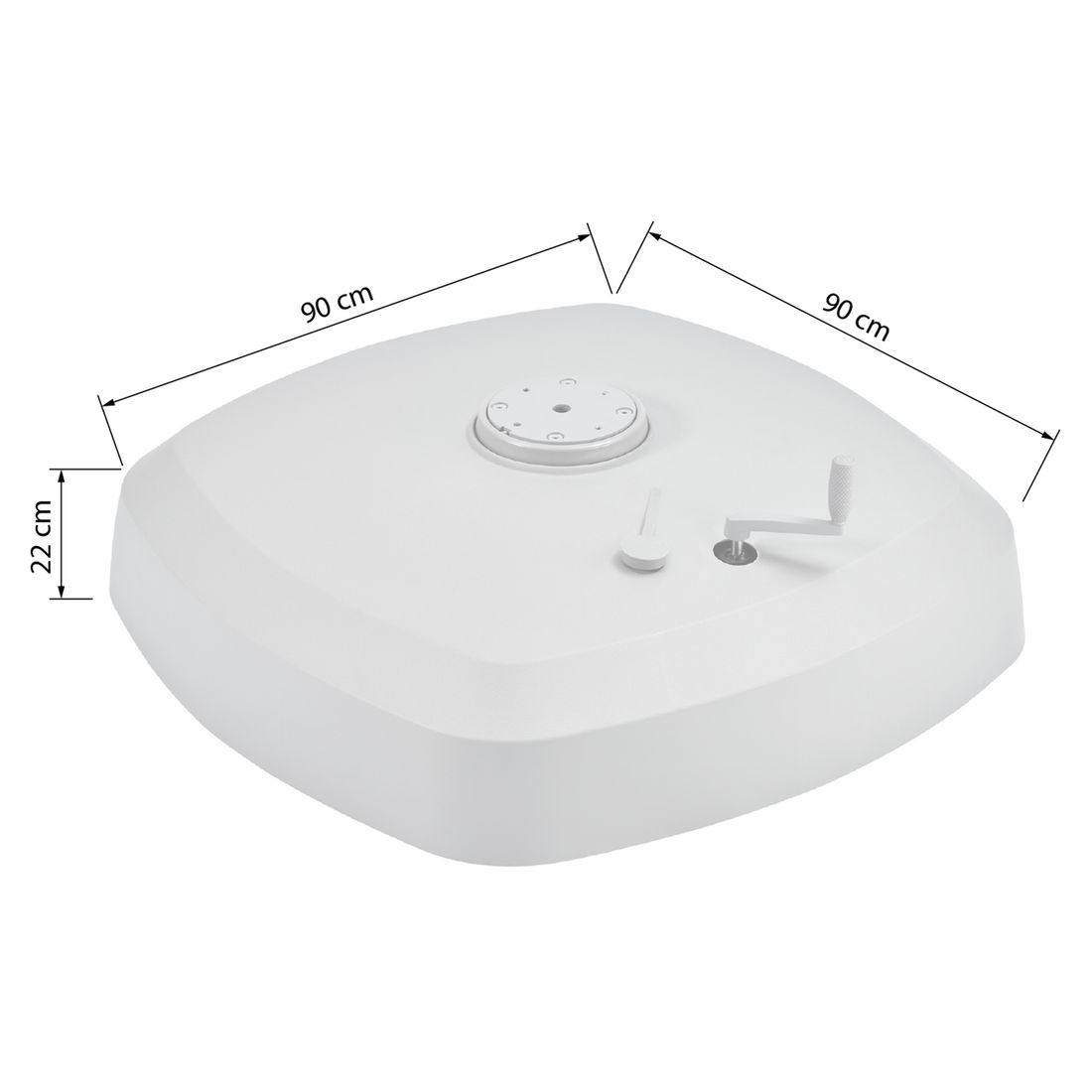 Parasollfot med hjul 90/120 kg 90x90 cm - Suncomfort bakside