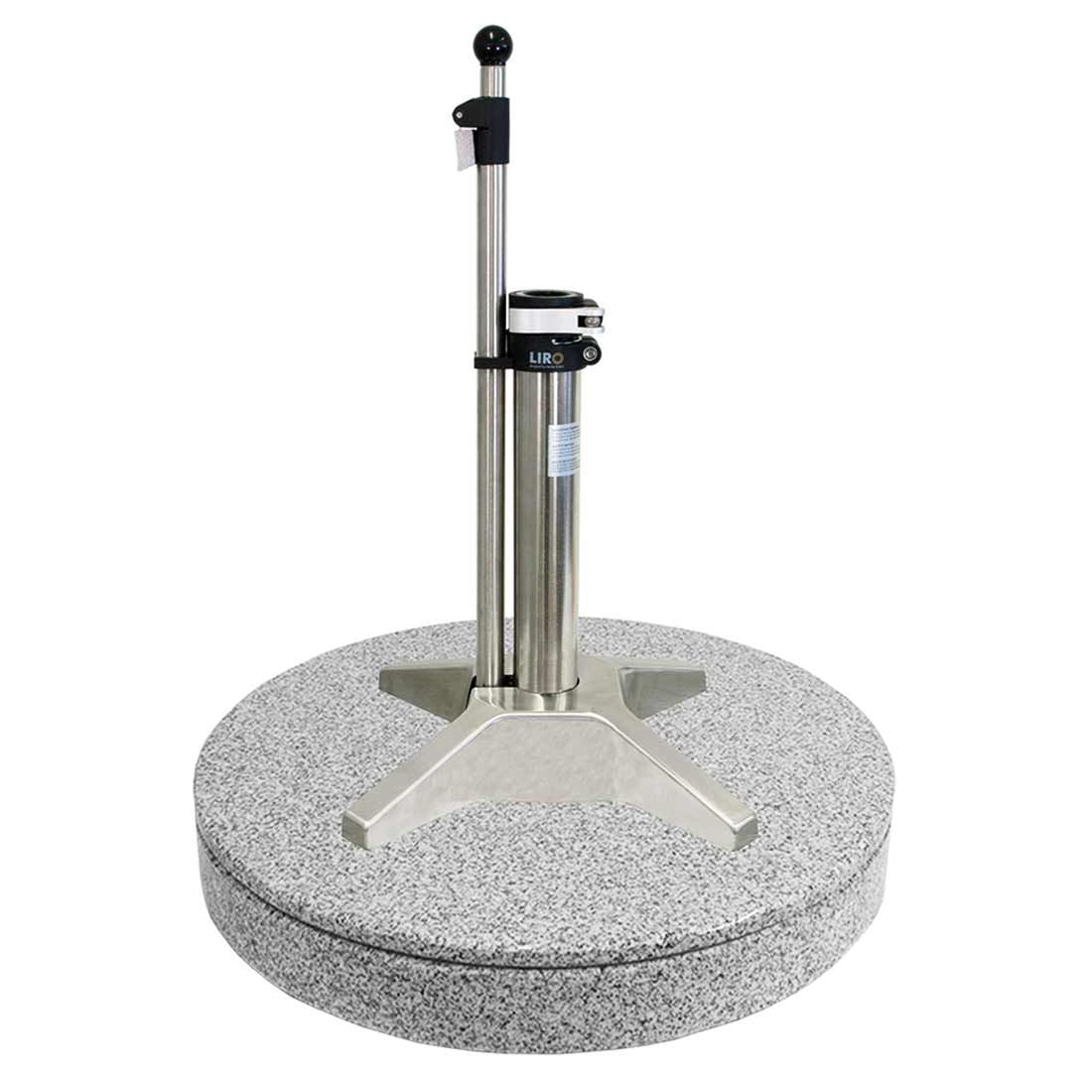 Parasollfot Midi 70 KE granitt med hjul 70 kg sett forfra