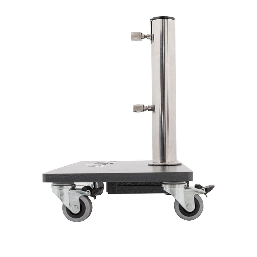 Parasollfot Silver stålplate 25 kg med hjul hjul detalj