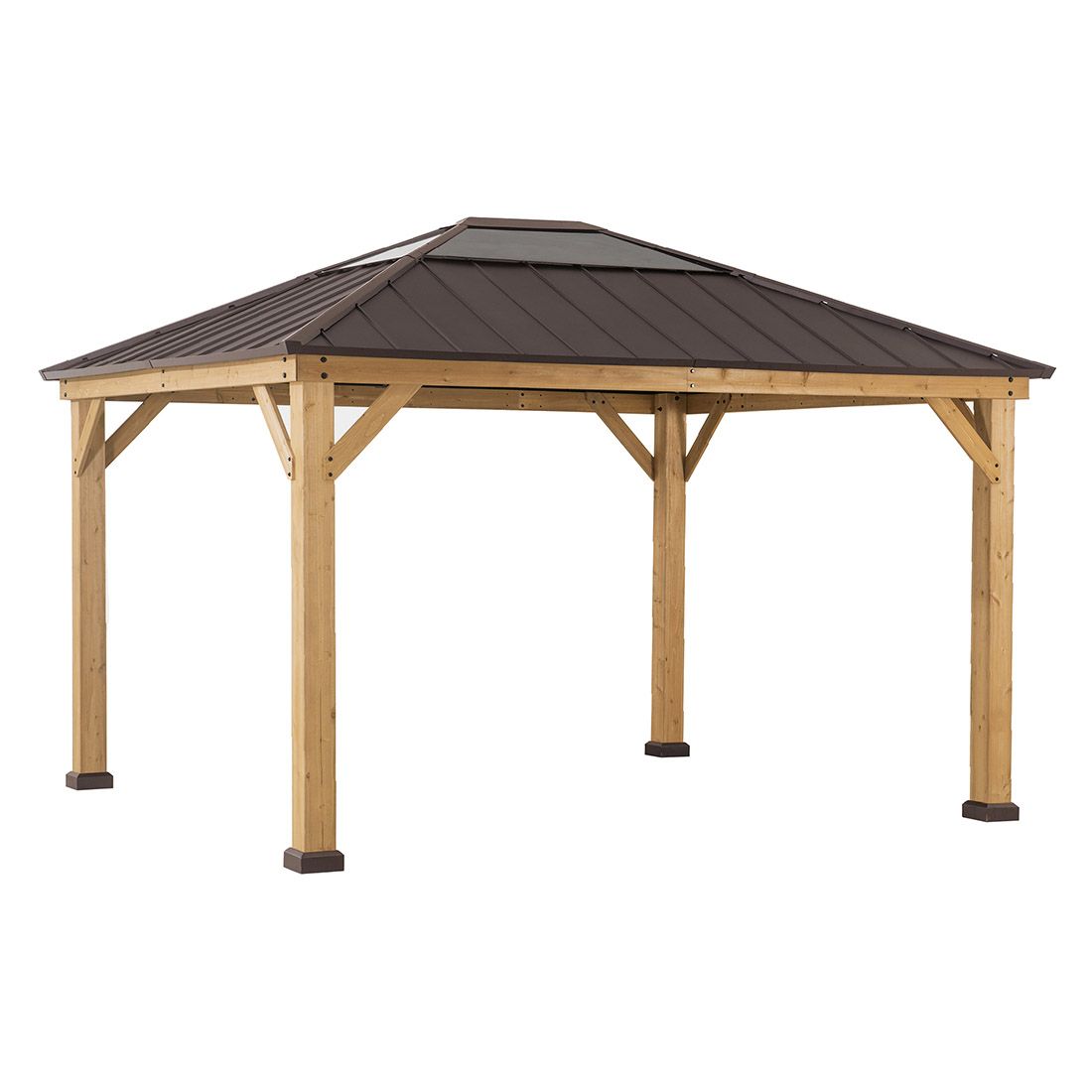 Paviljong i sedertre og stål 394x336 cm - OUTLIV bakside