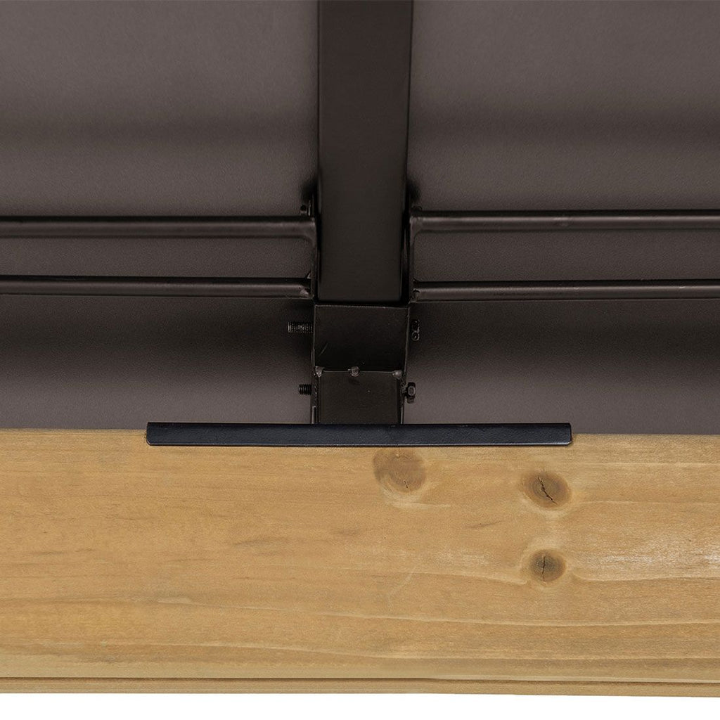 Sideprofil av paviljong i sedertre og stål 394x336 cm - OUTLIV