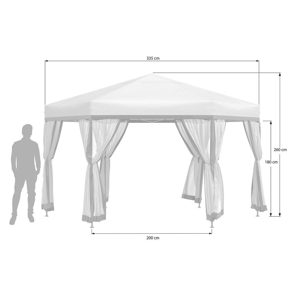 Paviljong sekskantet 335x335 cm stål/polyester - OUTLIV pakket for frakt