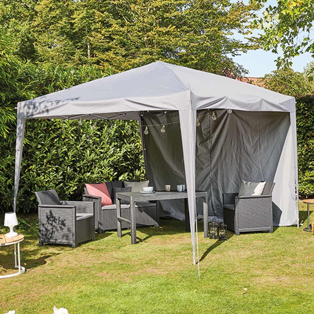 Paviljong Starter 300x300 cm stål/polyester taupe detalj