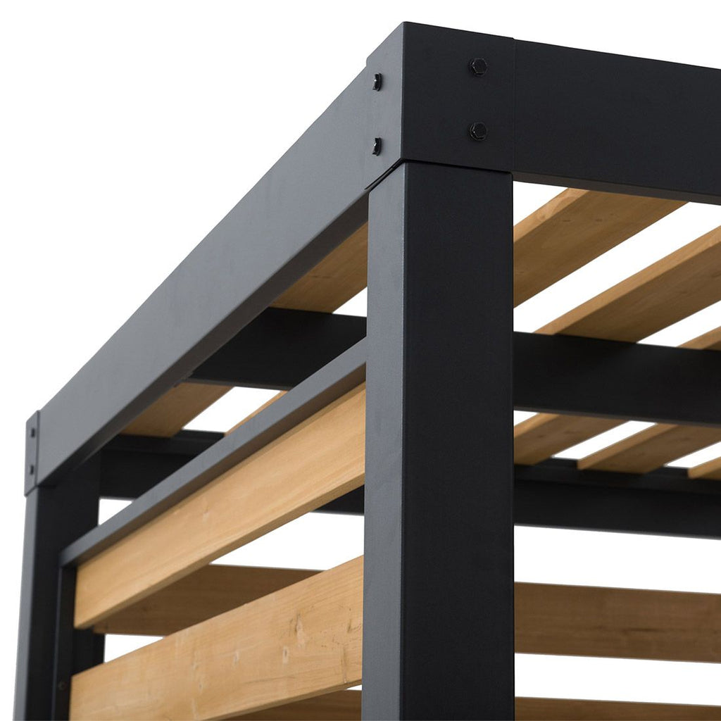 Pergola 313x191 cm stål/sedertre svart/natur bakside