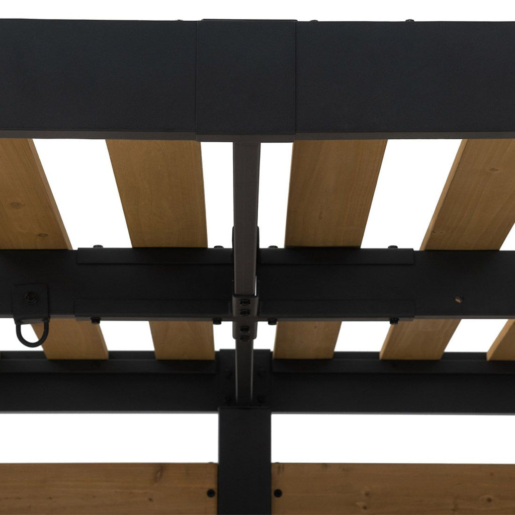 Detalj av lameller på Pergola 313x191 cm stål/sedertre svart/natur