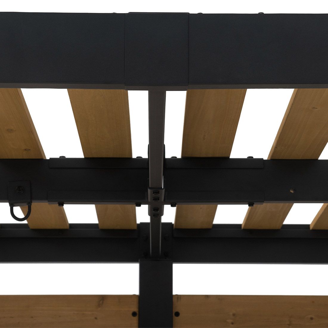 Detalj av lameller på Pergola 313x191 cm stål/sedertre svart/natur