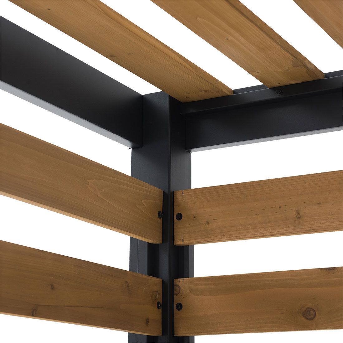 Montert Pergola 313x191 cm stål/sedertre svart/natur på terrasse
