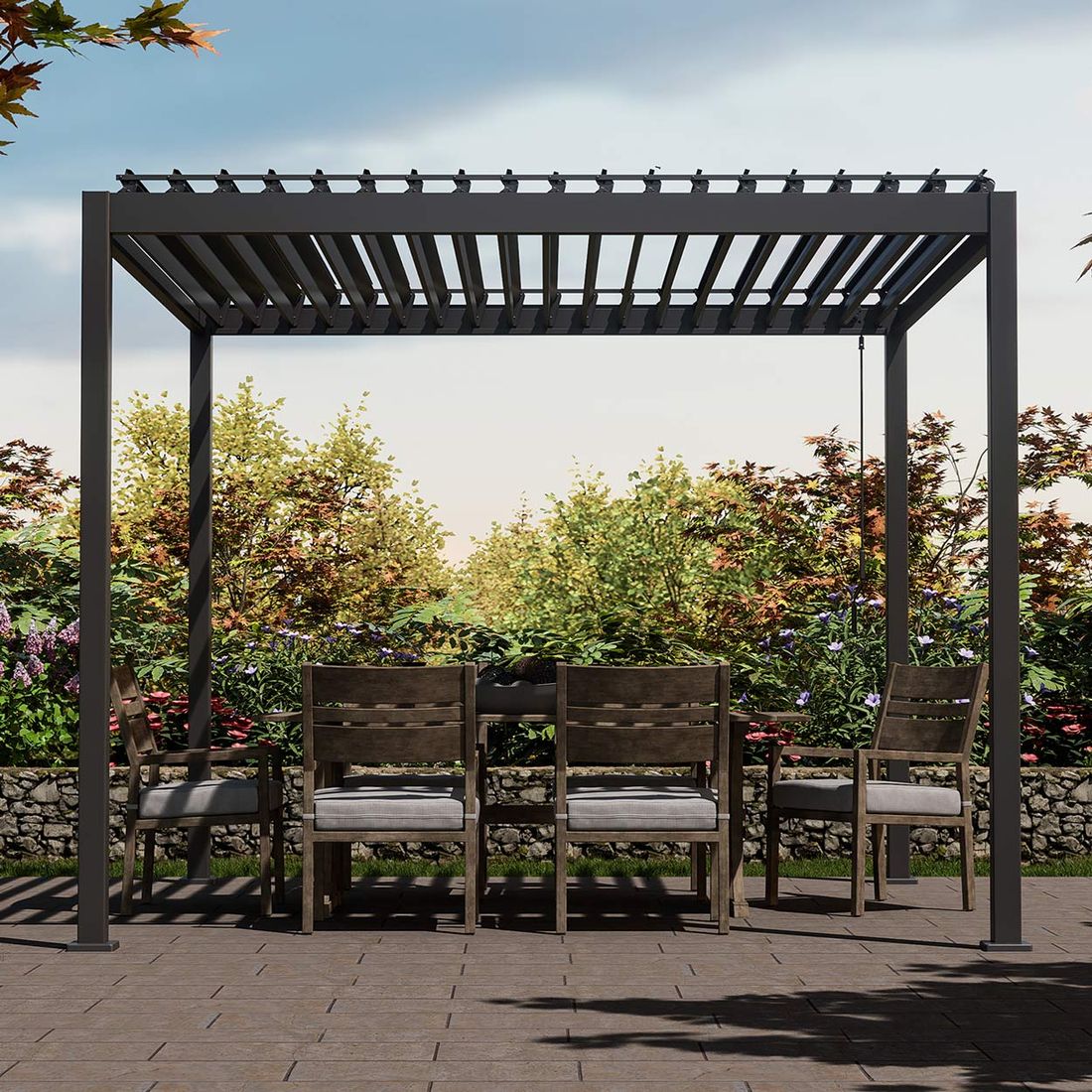 Pergola Basic aluminium 360x300 cm antrasitt bakside