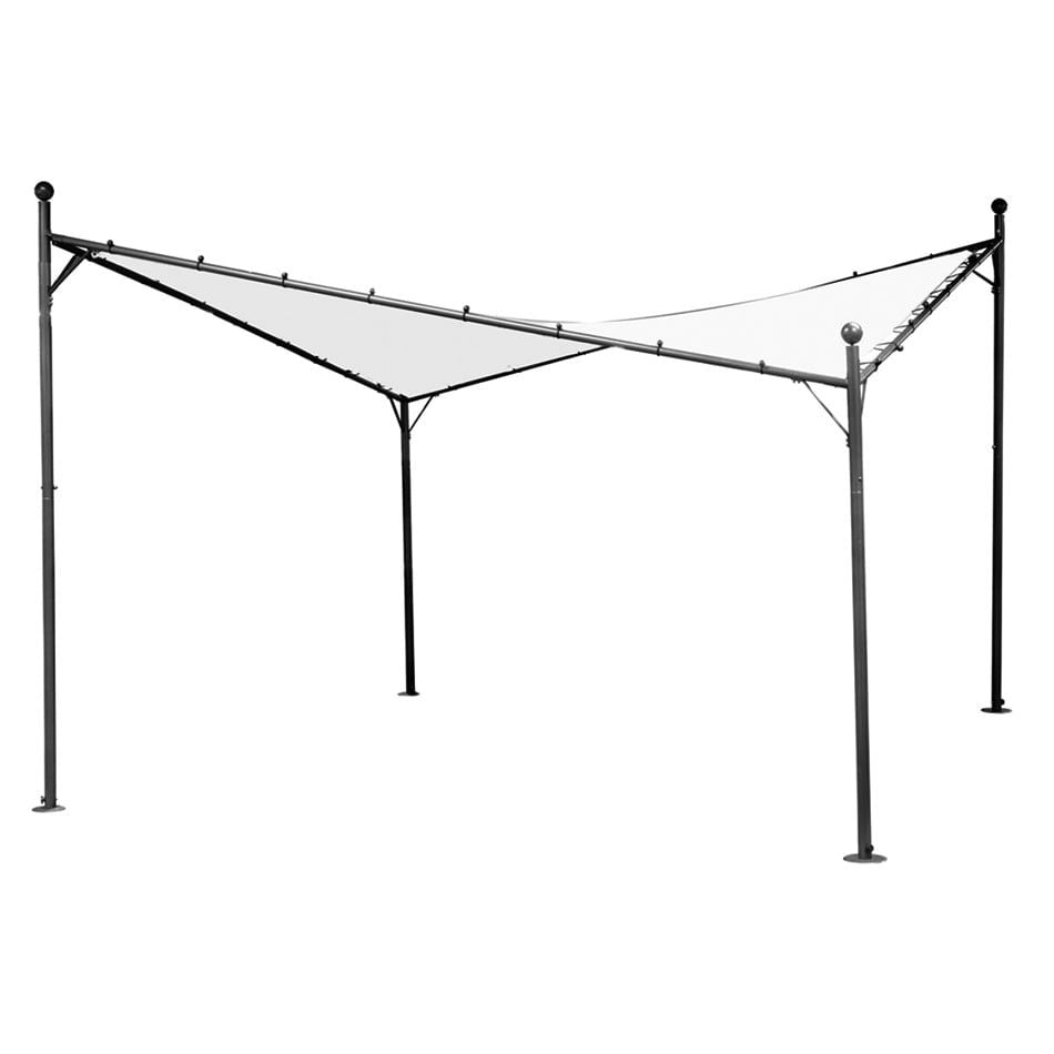 Pergola Berlino 400x400 cm grå/hvit med pulverlakkert stålramme og polyesterduk