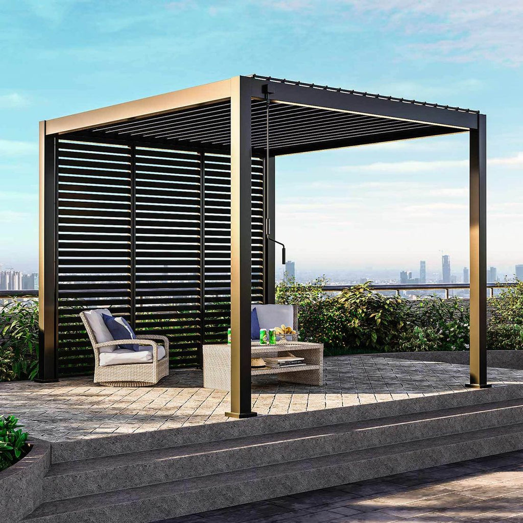 Pergola Classic 300x300 cm aluminium antrasitt under regn