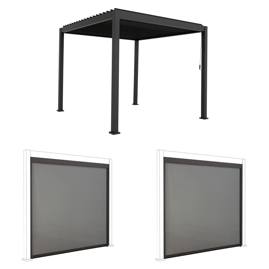 Pergola Classic 300x300x250 cm aluminium textilen - Mirador montert i hage