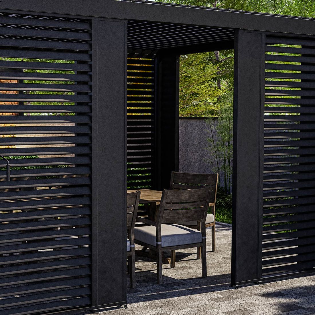 Pergola dekorpanel 31x236,5 cm aluminium antrasitt - bakside