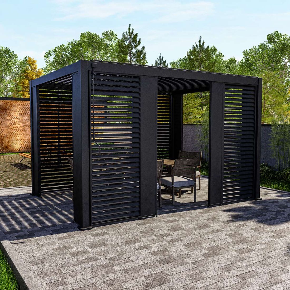 Pergola dekorpanel 31x236,5 cm aluminium antrasitt - festemuligheter