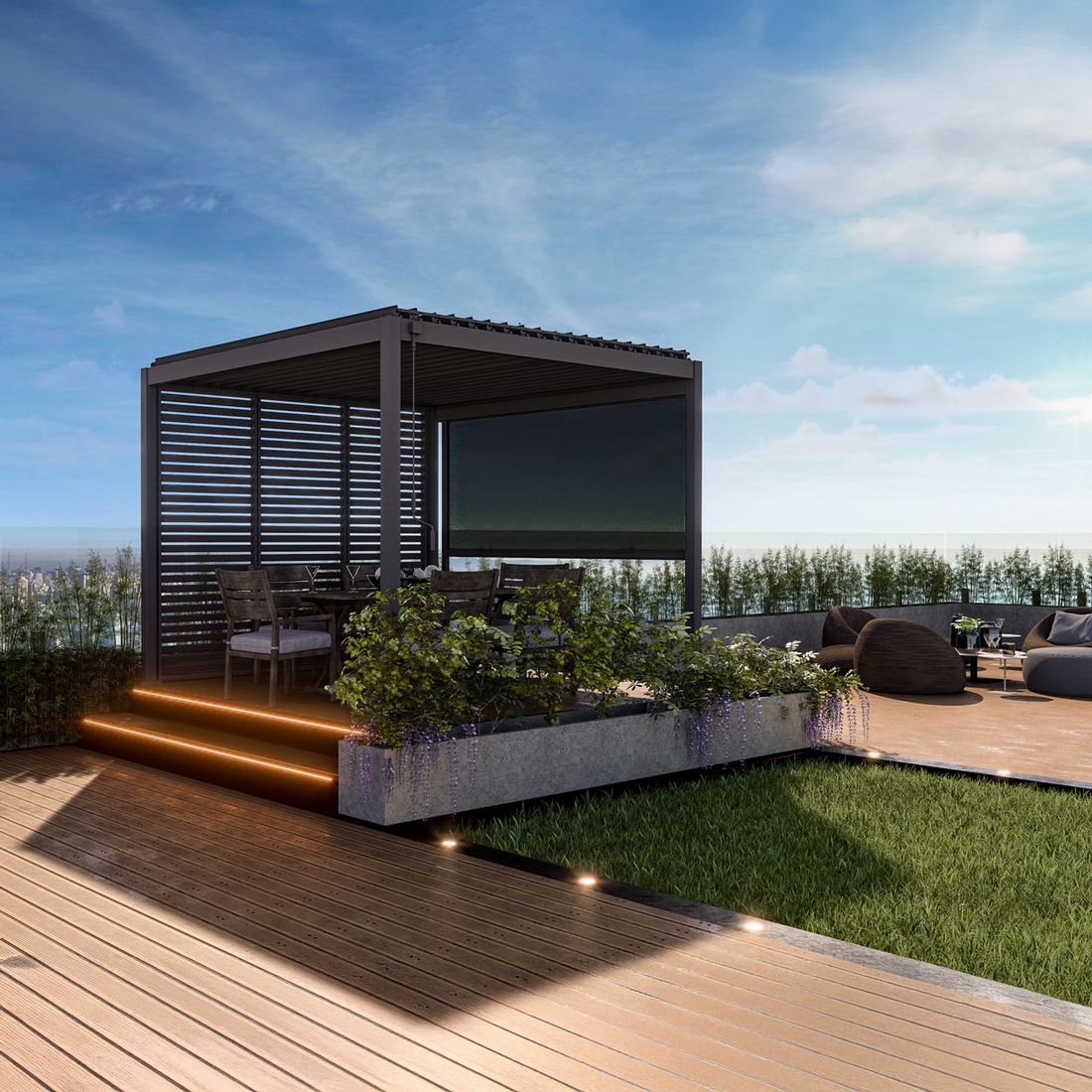 Detalj av pulverlakkert aluminium på Pergola Deluxe aluminium 300x300 cm antrasitt