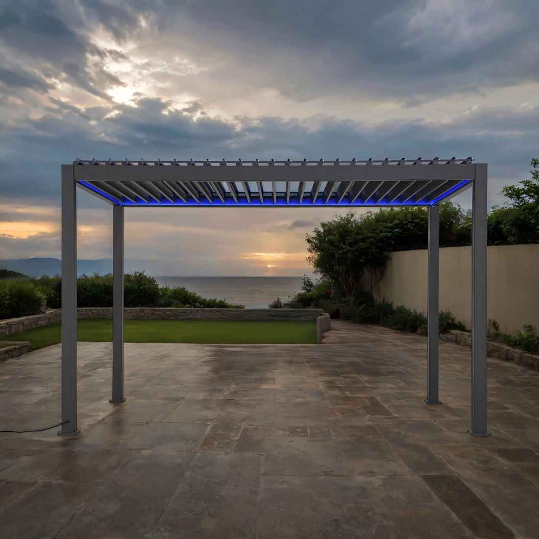 Pergola Deluxe e-Motion aluminium 400x300 cm bakside