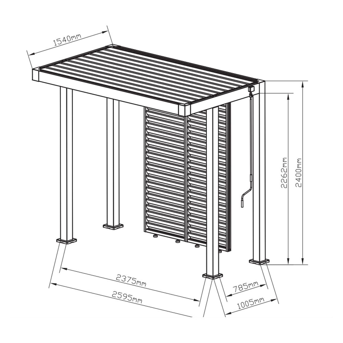 Pergola Grillzebo 259,5x154x240 cm aluminium - MWH detalj lameller
