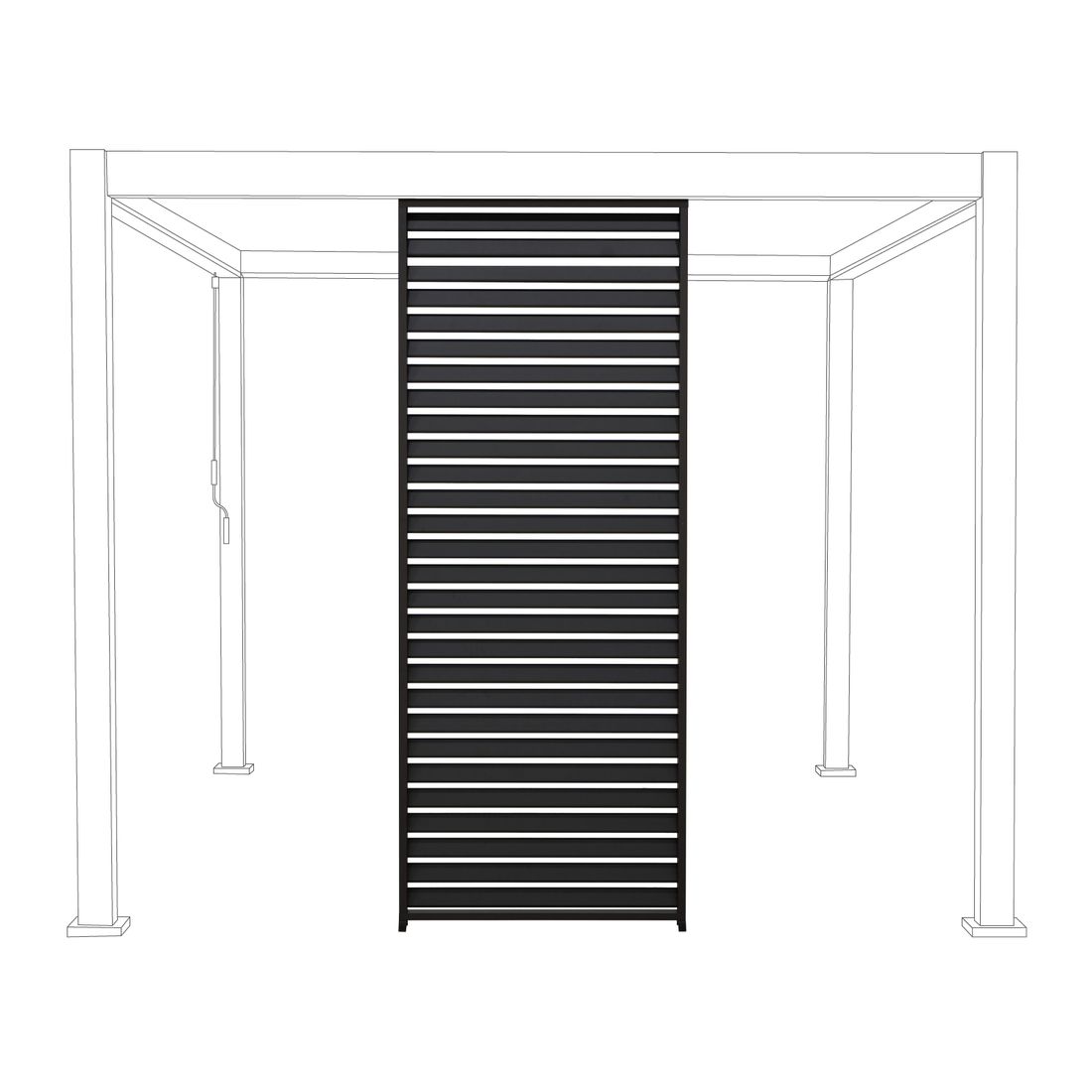 Pergola lamellvegg 93x236,5 cm aluminium antrasitt - Mirador bakside