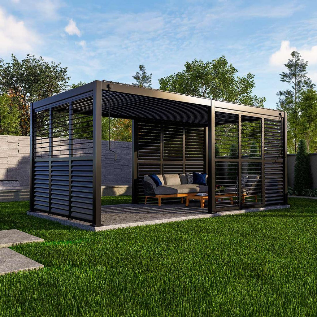 Bakside av Pergola lamellvegg justerbar 93x236,5 cm aluminium - Mirador