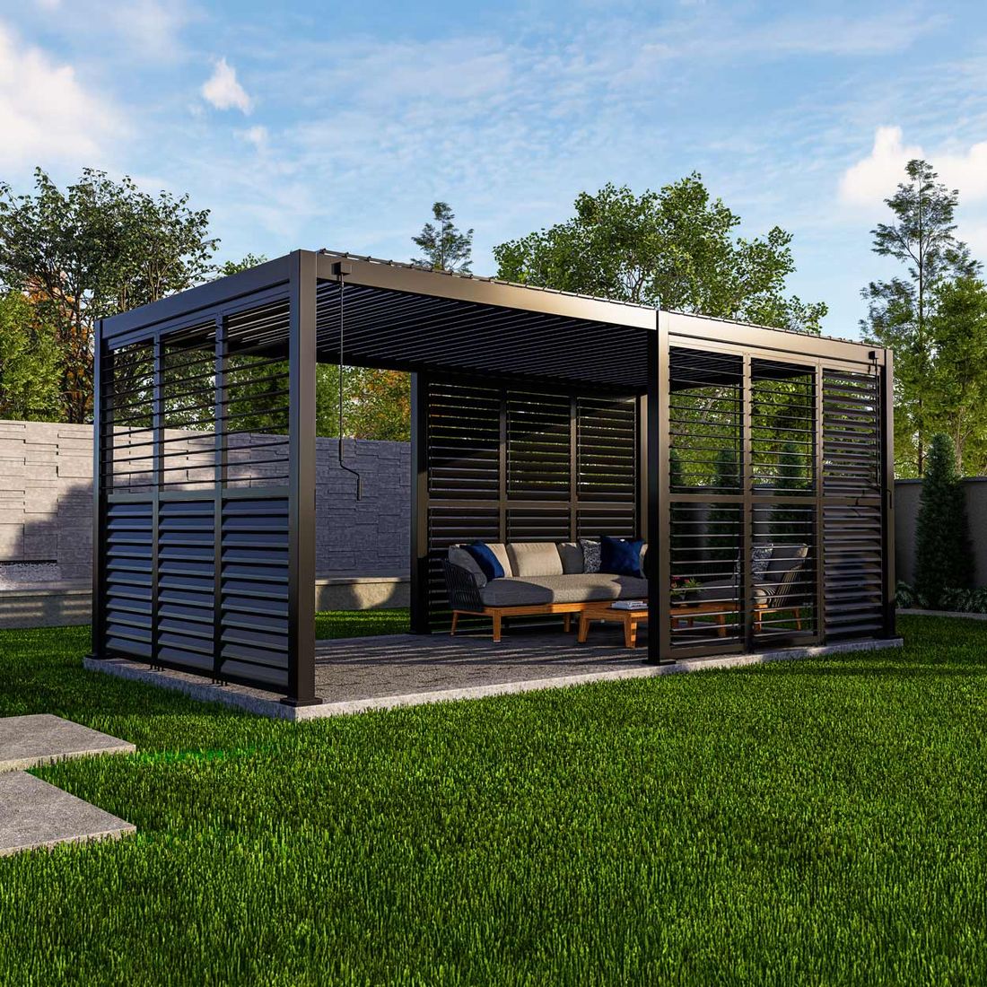 Bakside av Pergola lamellvegg justerbar 93x236,5 cm aluminium - Mirador