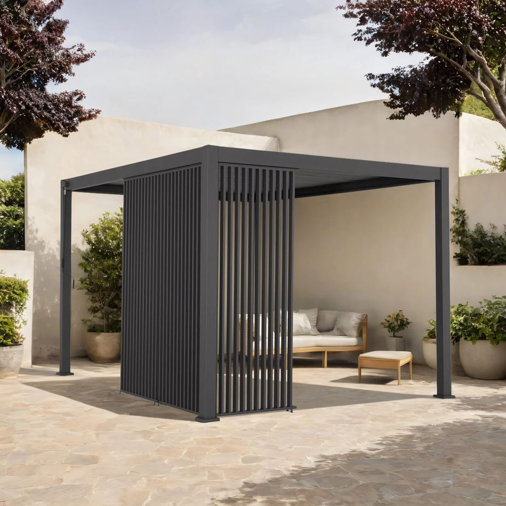 Pergola lamellvegg vertikal 123x236,5 cm aluminium Mirador bakside