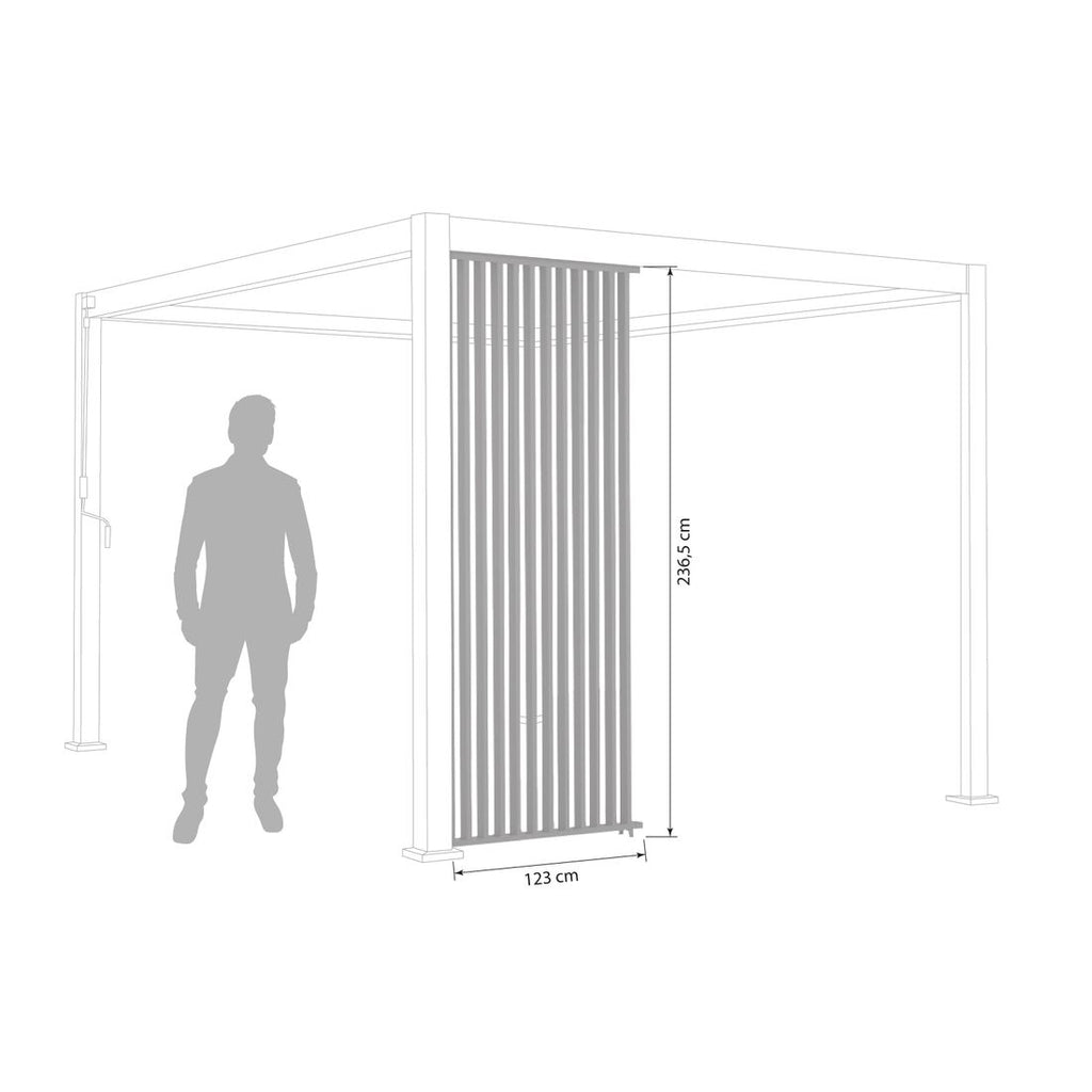 Detalj av lamellvegg pergola aluminium Mirador