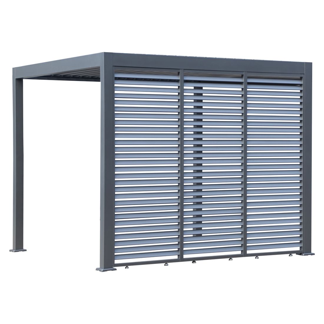 Montert Pergola lamelvegg Lino 272x235 cm aluminium grå på terrasse