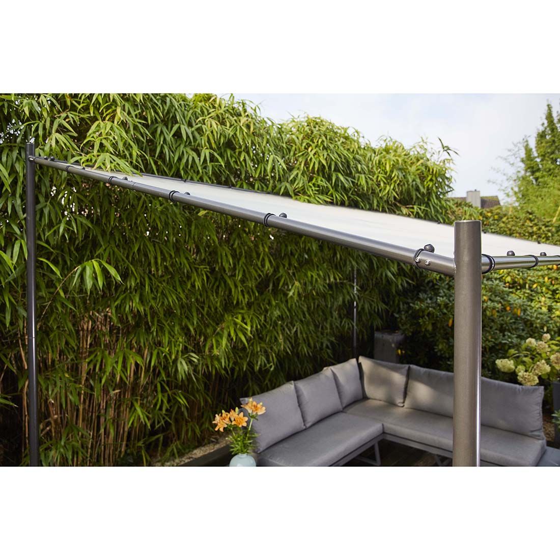 Nærbilde av stoff og stål på Pergola Levino 300x400 cm stål/polyester