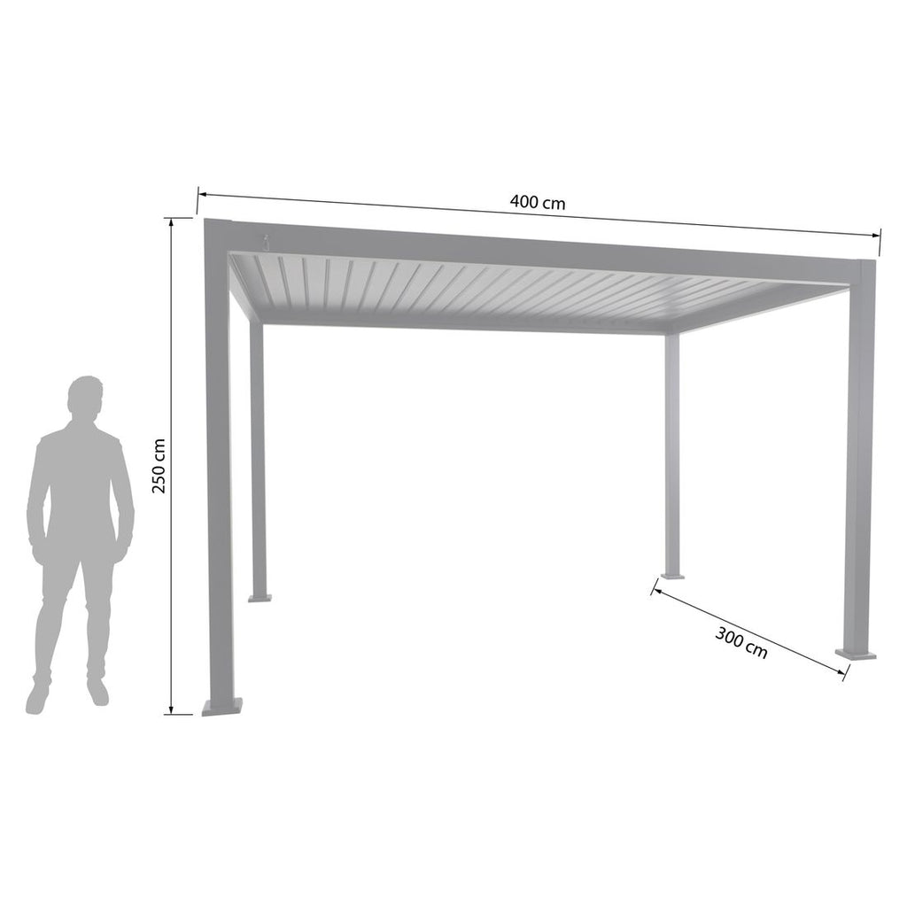 Detalj av Pergola Lino 400x300x250 cm aluminium antrasitt lamelltak