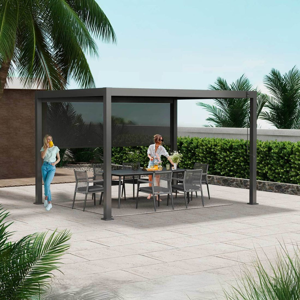 Pergola Lino 400x300x250 cm aluminium antrasitt montert i hage