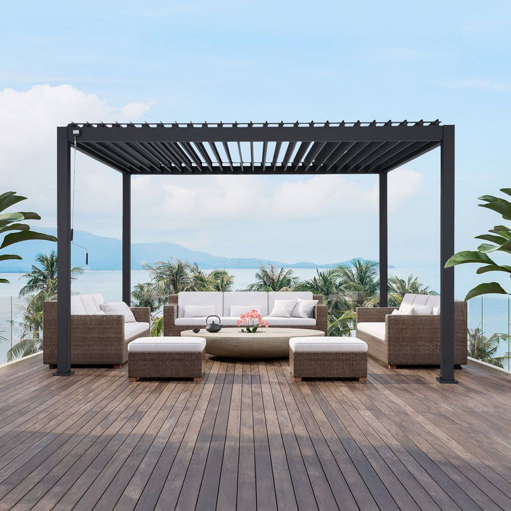 Pergola Premium aluminium 400x300 cm antrasitt - Mirador bakside