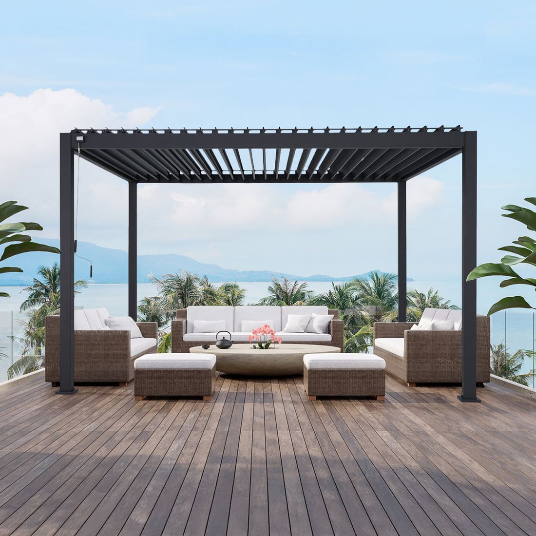 Pergola Premium aluminium 400x300 cm antrasitt - Mirador bakside